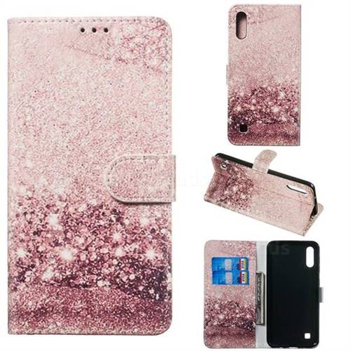 Glittering Rose Gold PU Leather Wallet Case for Samsung Galaxy A10