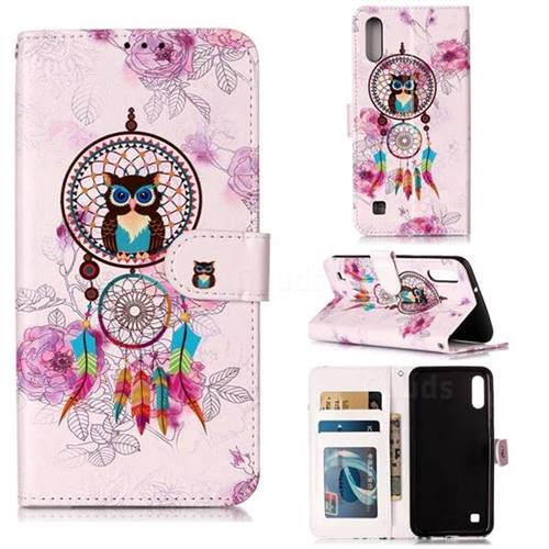 Wind Chimes Owl 3D Relief Oil PU Leather Wallet Case for Samsung Galaxy A10