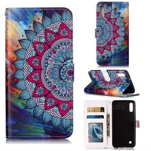 Mandala Flower 3D Relief Oil PU Leather Wallet Case for Samsung Galaxy A10