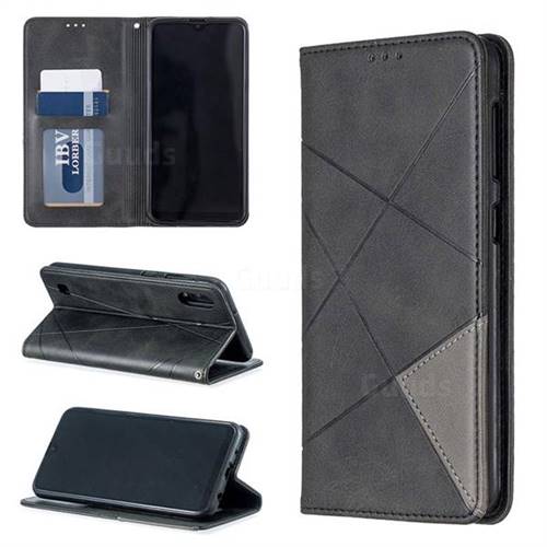 Prismatic Slim Magnetic Sucking Stitching Wallet Flip Cover for Samsung Galaxy A10 - Black