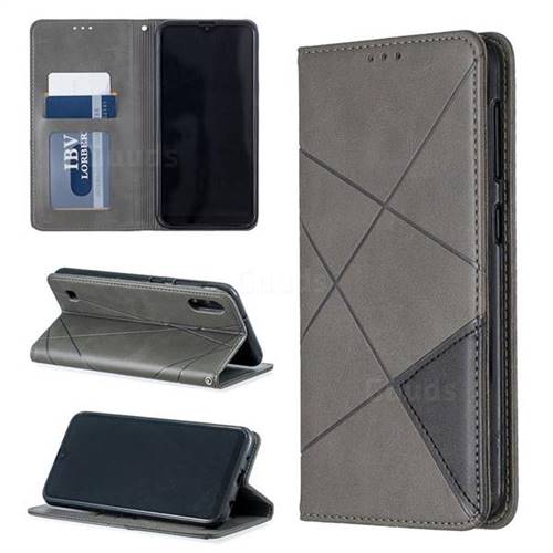 Prismatic Slim Magnetic Sucking Stitching Wallet Flip Cover for Samsung Galaxy A10 - Gray