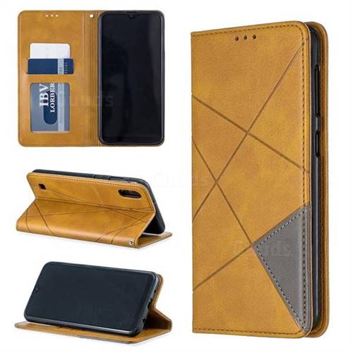 Prismatic Slim Magnetic Sucking Stitching Wallet Flip Cover for Samsung Galaxy A10 - Yellow