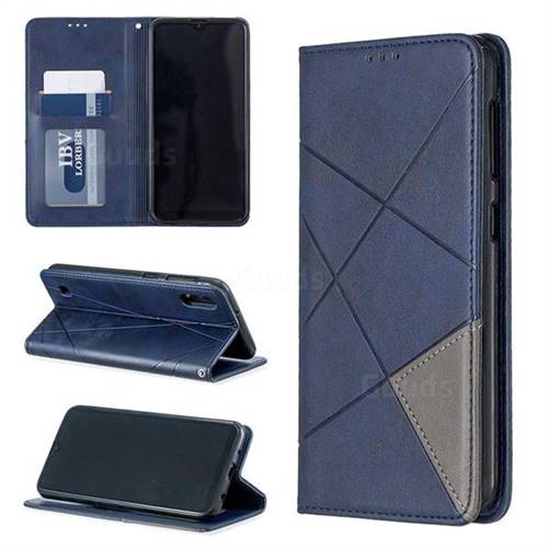 Prismatic Slim Magnetic Sucking Stitching Wallet Flip Cover for Samsung Galaxy A10 - Blue