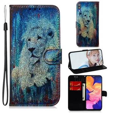 White Lion Laser Shining Leather Wallet Phone Case for Samsung Galaxy A10