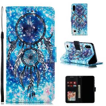 Blue Wind Chime 3D Painted Leather Phone Wallet Case for Samsung Galaxy A10
