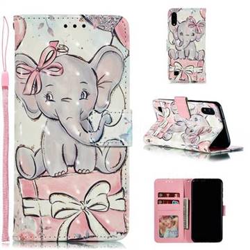 Bow Elephant 3D Painted Leather Phone Wallet Case for Samsung Galaxy A10
