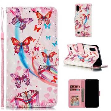 Ribbon Flying Butterfly 3D Painted Leather Phone Wallet Case for Samsung Galaxy A10