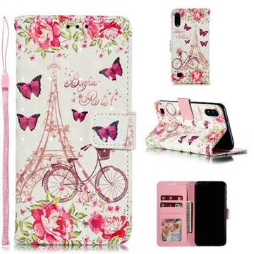 Bicycle Flower Tower 3D Painted Leather Phone Wallet Case for Samsung Galaxy A10