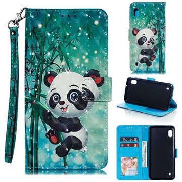 Cute Panda 3D Painted Leather Phone Wallet Case for Samsung Galaxy A10