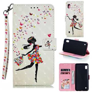 Flower Girl 3D Painted Leather Phone Wallet Case for Samsung Galaxy A10
