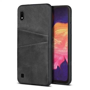 Simple Calf Card Slots Mobile Phone Back Cover for Samsung Galaxy A10 - Black