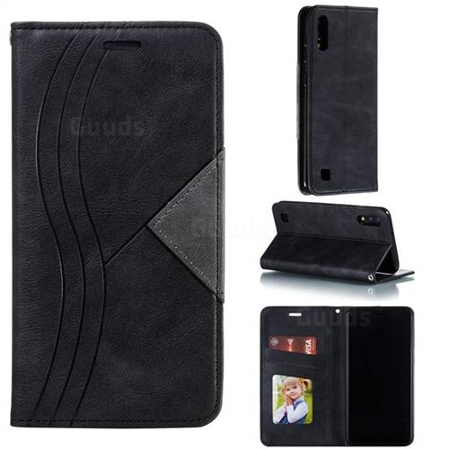 Retro S Streak Magnetic Leather Wallet Phone Case for Samsung Galaxy A10 - Black