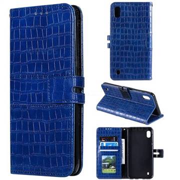 Luxury Crocodile Magnetic Leather Wallet Phone Case for Samsung Galaxy A10 - Blue