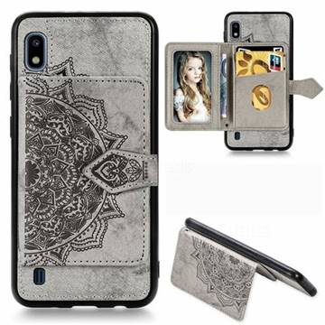 Mandala Flower Cloth Multifunction Stand Card Leather Phone Case for Samsung Galaxy A10 - Gray