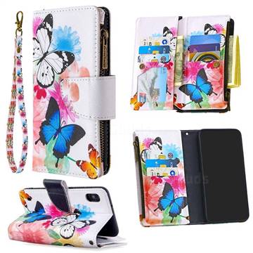 Vivid Flying Butterflies Binfen Color BF03 Retro Zipper Leather Wallet Phone Case for Samsung Galaxy A10