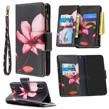 Lotus Flower Binfen Color BF03 Retro Zipper Leather Wallet Phone Case for Samsung Galaxy A10