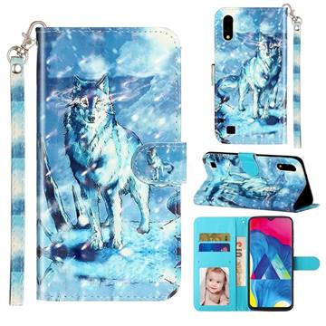 Snow Wolf 3D Leather Phone Holster Wallet Case for Samsung Galaxy A10