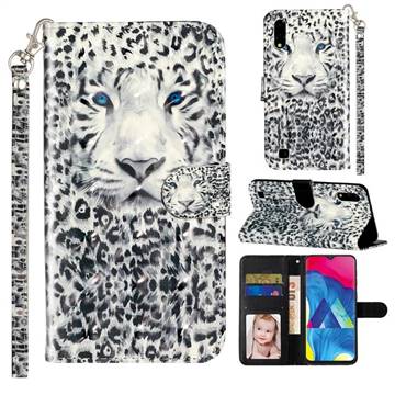 White Leopard 3D Leather Phone Holster Wallet Case for Samsung Galaxy A10