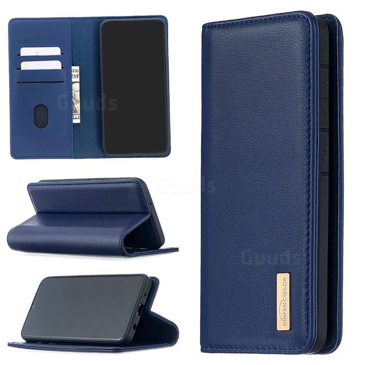 Binfen Color BF06 Luxury Classic Genuine Leather Detachable Magnet Holster Cover for Samsung Galaxy A10 - Blue