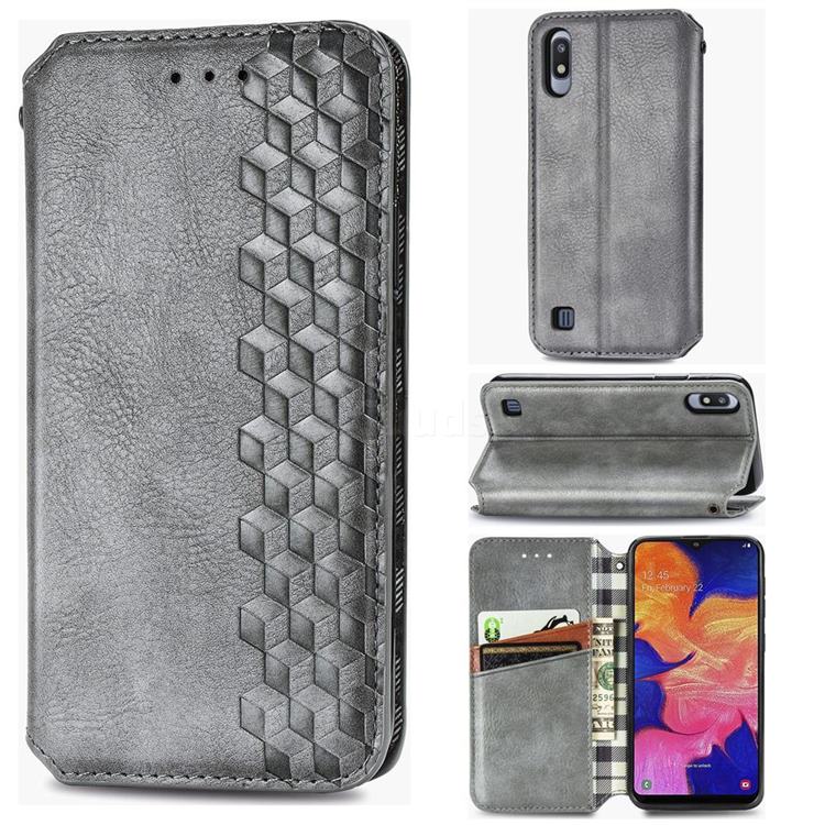 Ultra Slim Fashion Business Card Magnetic Automatic Suction Leather Flip Cover for Samsung Galaxy A10 - Grey