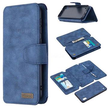 Binfen Color BF07 Frosted Zipper Bag Multifunction Leather Phone Wallet for Samsung Galaxy A10 - Blue