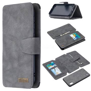Binfen Color BF07 Frosted Zipper Bag Multifunction Leather Phone Wallet for Samsung Galaxy A10 - Gray