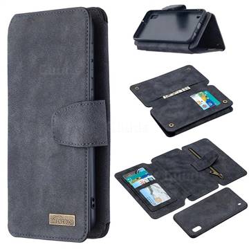 Binfen Color BF07 Frosted Zipper Bag Multifunction Leather Phone Wallet for Samsung Galaxy A10 - Black