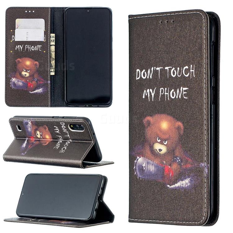Chainsaw Bear Slim Magnetic Attraction Wallet Flip Cover for Samsung Galaxy A10