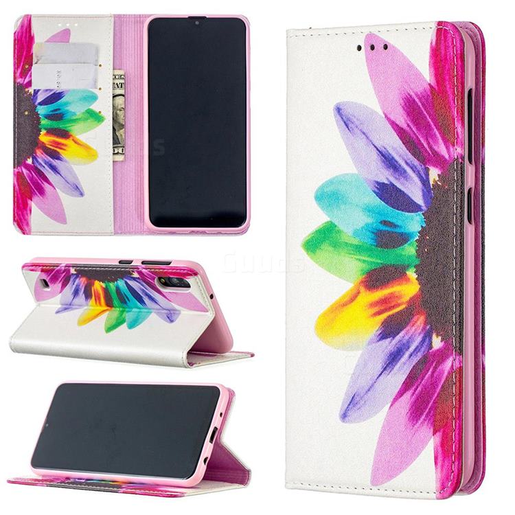 Sun Flower Slim Magnetic Attraction Wallet Flip Cover for Samsung Galaxy A10