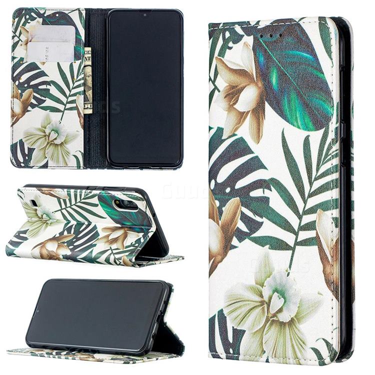 Flower Leaf Slim Magnetic Attraction Wallet Flip Cover for Samsung Galaxy A10