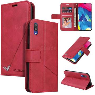 GQ.UTROBE Right Angle Silver Pendant Leather Wallet Phone Case for Samsung Galaxy A10 - Red