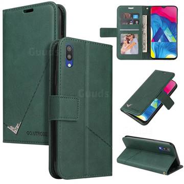 GQ.UTROBE Right Angle Silver Pendant Leather Wallet Phone Case for Samsung Galaxy A10 - Green