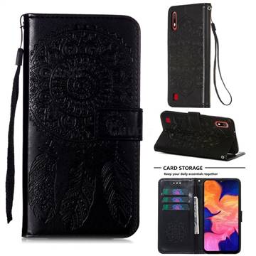 Embossing Dream Catcher Mandala Flower Leather Wallet Case for Samsung Galaxy A10 - Black