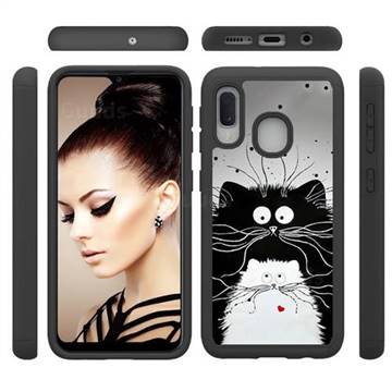 Black and White Cat Shock Absorbing Hybrid Defender Rugged Phone Case Cover for Samsung Galaxy A10e