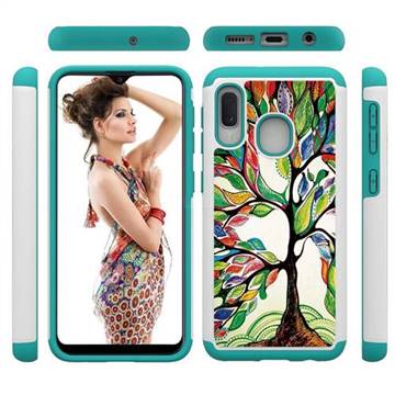 Multicolored Tree Shock Absorbing Hybrid Defender Rugged Phone Case Cover for Samsung Galaxy A10e