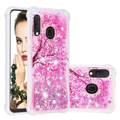 Pink Cherry Blossom Dynamic Liquid Glitter Sand Quicksand Star TPU Case for Samsung Galaxy A10e