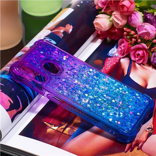 Rainbow Gradient Liquid Glitter Quicksand Sequins Phone Case For Samsung Galaxy A10e Purple