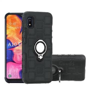Ice Cube Shockproof PC + Silicon Invisible Ring Holder Phone Case for Samsung Galaxy A10e - Black