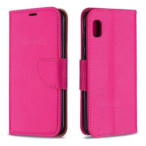 Classic Luxury Litchi Leather Phone Wallet Case for Samsung Galaxy A10e - Rose