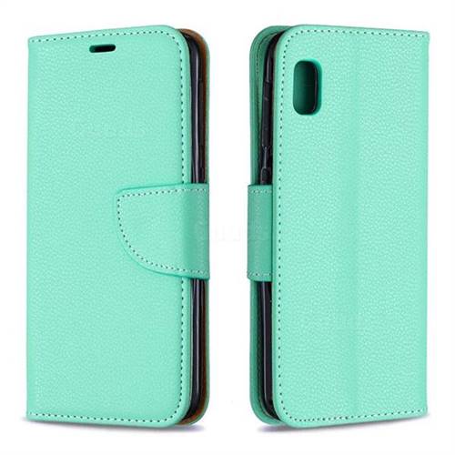 Classic Luxury Litchi Leather Phone Wallet Case for Samsung Galaxy A10e - Green