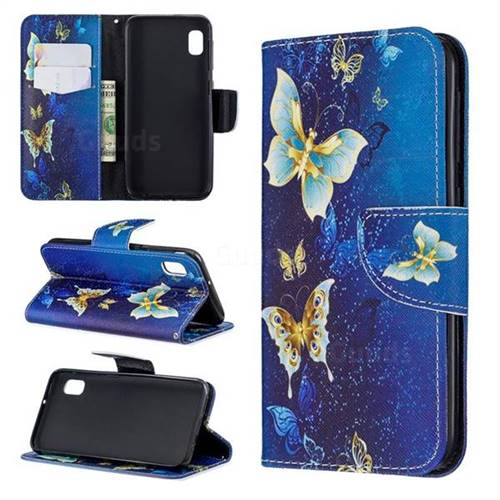 Golden Butterflies Leather Wallet Case for Samsung Galaxy A10e