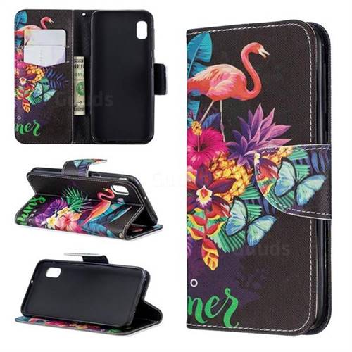 Flowers Flamingos Leather Wallet Case for Samsung Galaxy A10e