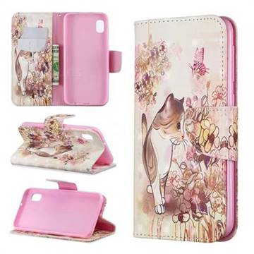 Flower Butterfly Cat 3D Painted Leather Wallet Phone Case for Samsung Galaxy A10e