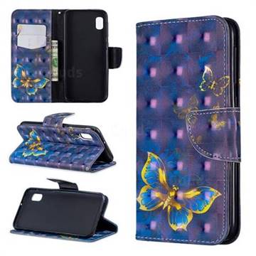 Gold Butterfly 3D Painted Leather Wallet Phone Case for Samsung Galaxy A10e