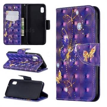 Purple Butterfly 3D Painted Leather Wallet Phone Case for Samsung Galaxy A10e