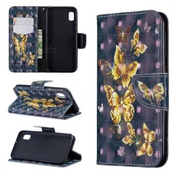 Silver Golden Butterfly 3D Painted Leather Wallet Phone Case for Samsung Galaxy A10e