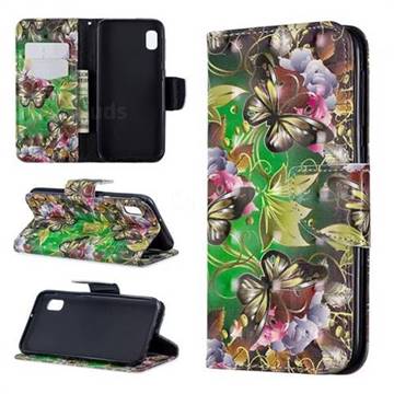 Green Leaf Butterfly 3D Painted Leather Wallet Phone Case for Samsung Galaxy A10e
