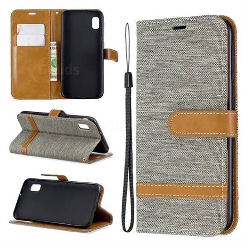 Jeans Cowboy Denim Leather Wallet Case for Samsung Galaxy A10e - Gray