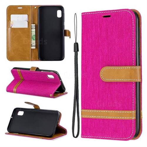 Jeans Cowboy Denim Leather Wallet Case for Samsung Galaxy A10e - Rose