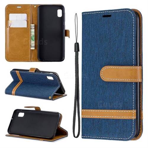 Jeans Cowboy Denim Leather Wallet Case for Samsung Galaxy A10e - Dark Blue